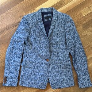 J. Crew linen Blazer - Chambray with Palm Tree Pattern